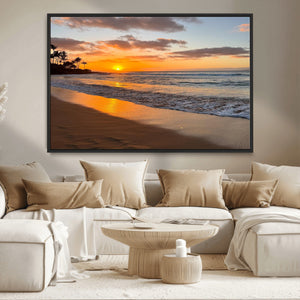 Sunset Wall Art Print - Stunning Beach Sunset Canvas Artwork