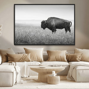Bison Wall Art Canvas Print – Framed Rustic Wildlife Scene