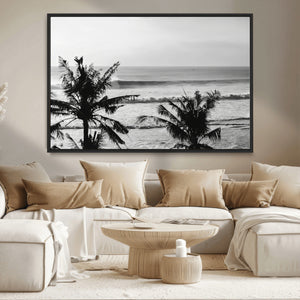 Tropical Coastline Wall Art Canvas Print – Framed Palm Trees