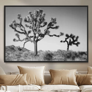 Joshua Tree Wall Art Canvas Print – Framed Monochrome Desert