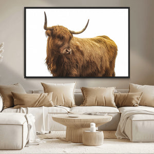 Highland Cow Wall Art Canvas Print – Framed Farmhouse Rustic