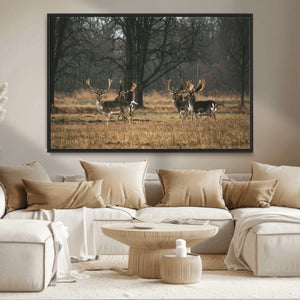 Deer Wall Art Canvas Print – Framed Rustic Wildlife Stags