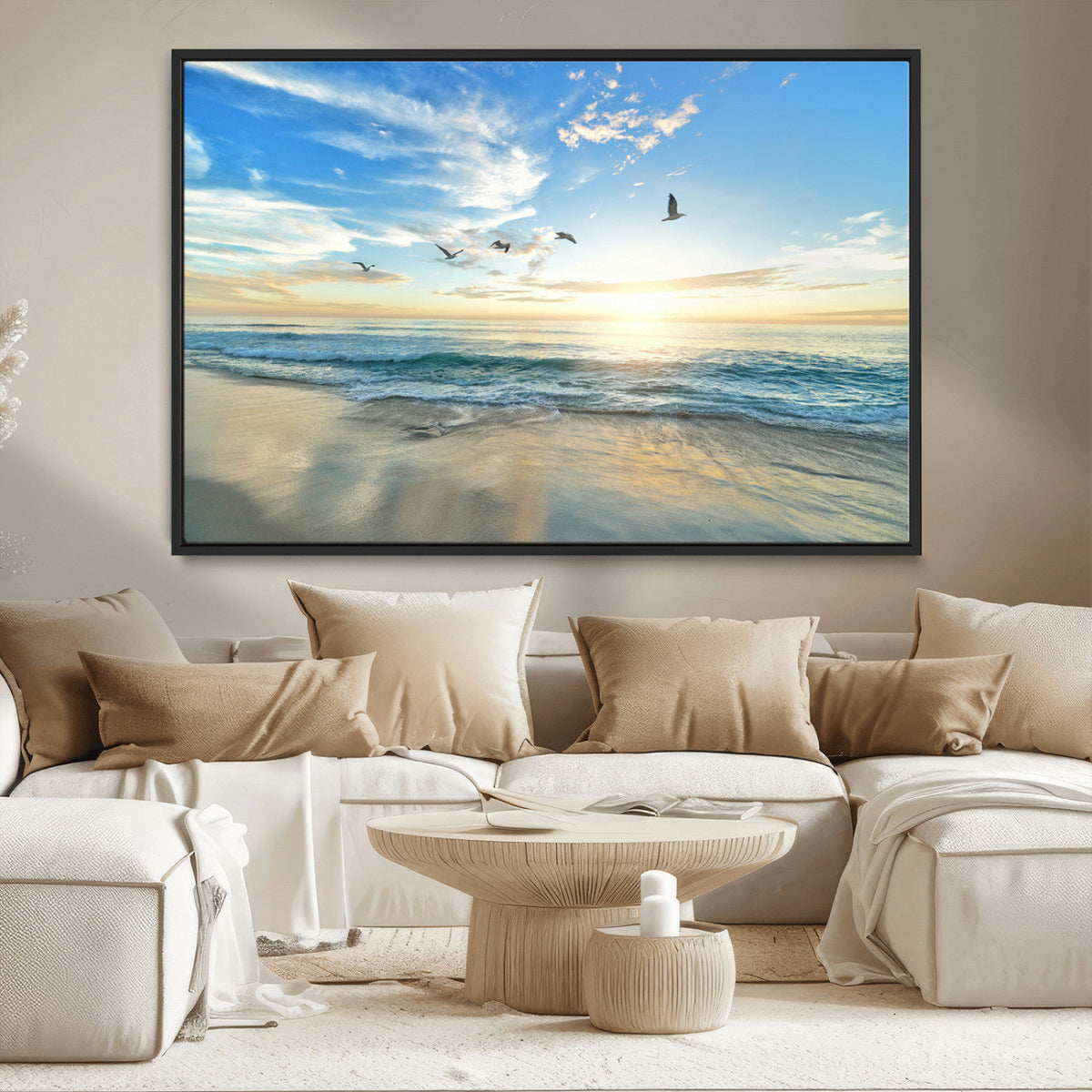 Minimalist Seaside Wall Art Canvas Print – Morning Glow