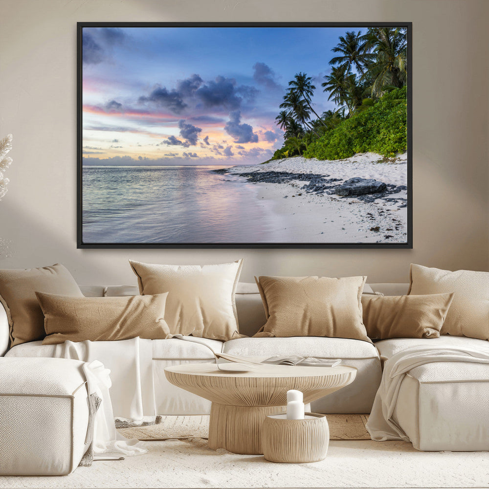 Tropical Beach Wall Art Canvas Print – Framed Sunset Glow