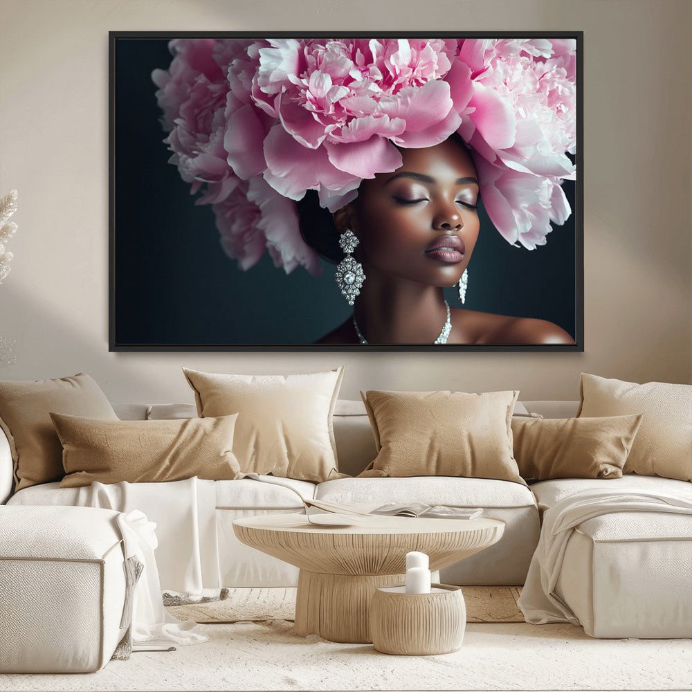Black Beauty Petal Crown Wall Art Canvas Print – Floral