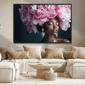 Black Beauty Petal Crown Wall Art Canvas Print – Floral
