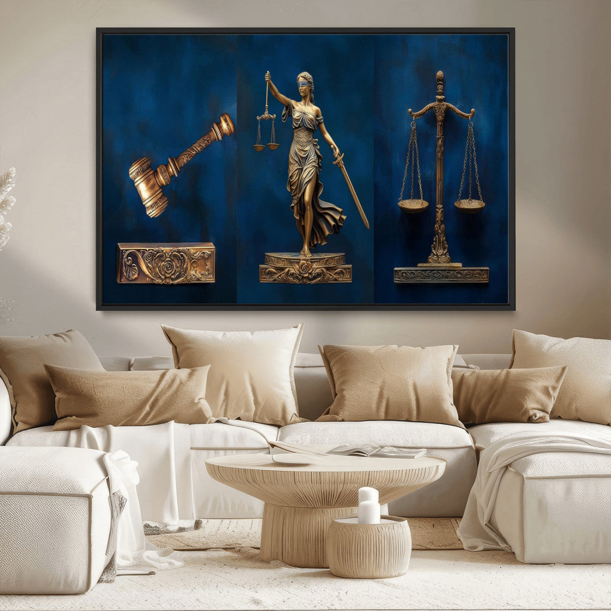 Lady Justice Wall Art Canvas Print – Elegant Gold Legal
