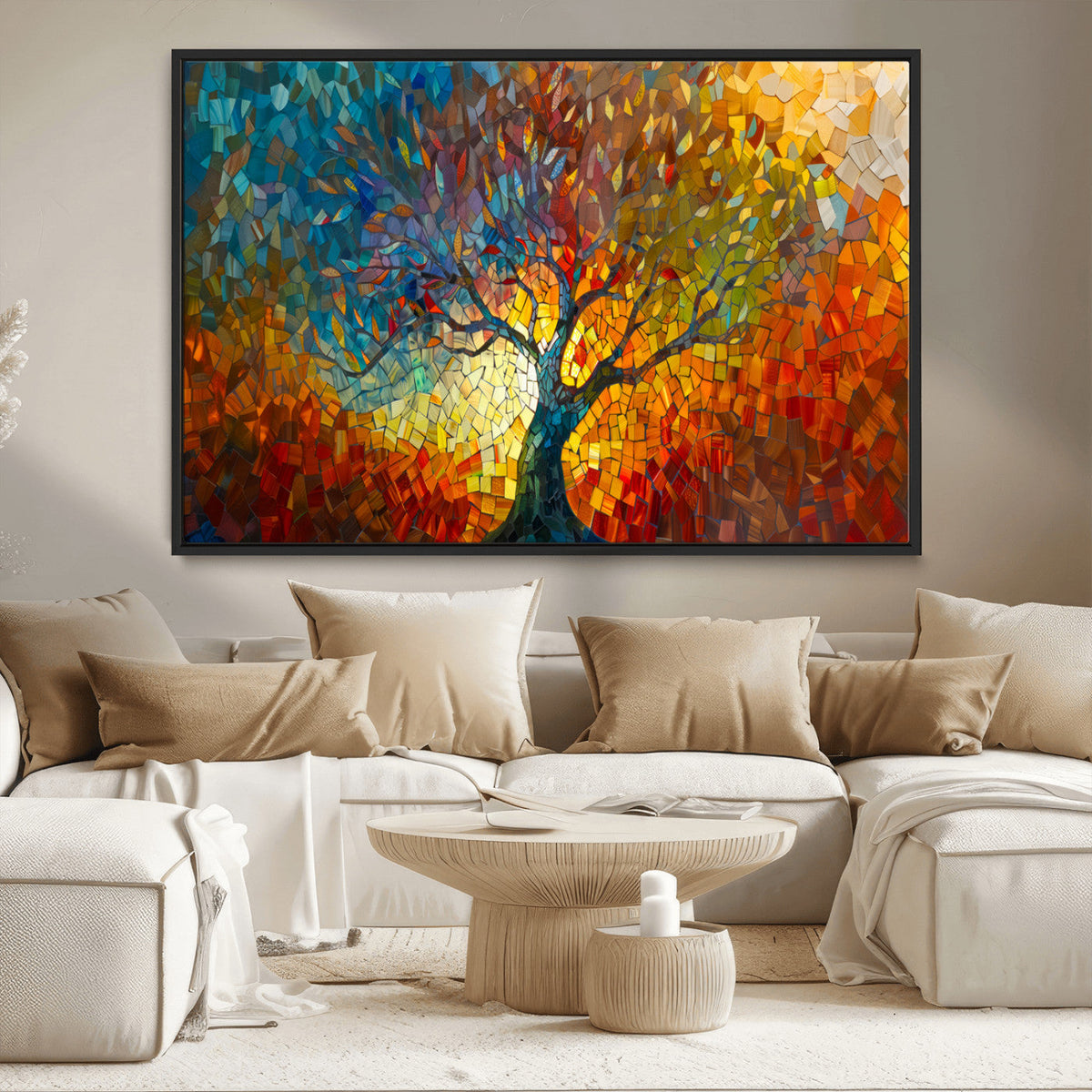 Yggdrasil Tree of Life Mosaic Stained Glass Wall Art, Tree
