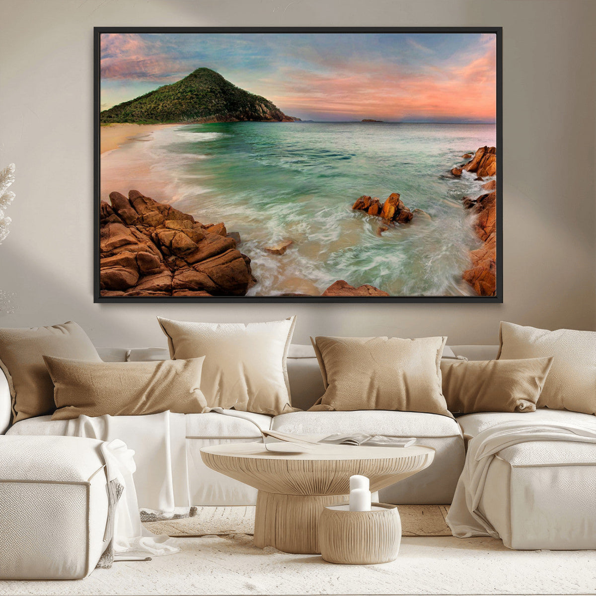 Coastal Landscape Wall Art Canvas Print – Rocky Shore and