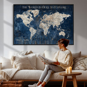 Custom Push Pin Travel Map Wall Art Canvas Print –