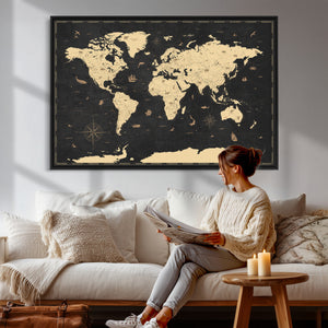 World Map Canvas Print – Detailed Map of the World Wall Art