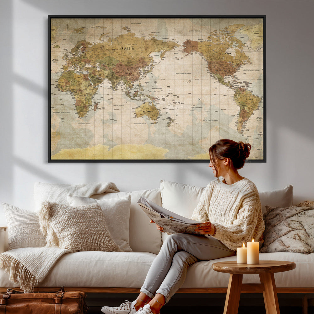 World Map Canvas Print – Detailed Map of the World Wall Art
