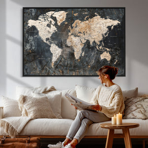 World Map Canvas Print – Detailed Map of the World Wall Art