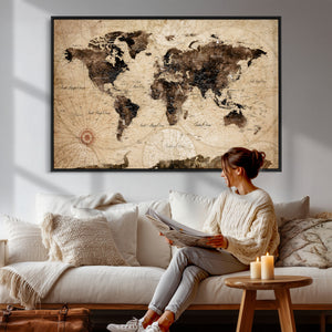 World Map Wall Art Canvas Print