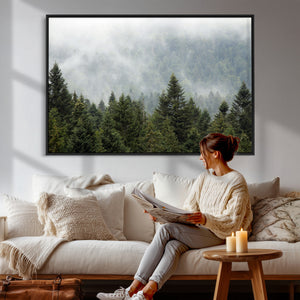 Misty Mountain Forest Wall Art Canvas Print