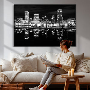 Baltimore Skyline Wall Art Canvas Print, Baltimore Downtown