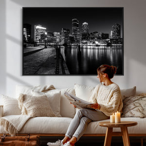 Boston Wall Art Canvas Print, Boston City Downtown Night