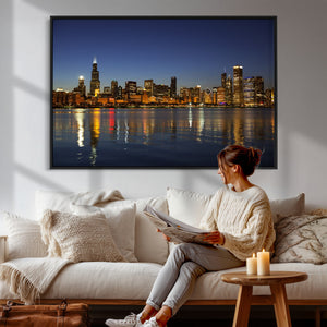Chicago Wall Art Canvas Print - Chicago City Downtown Night