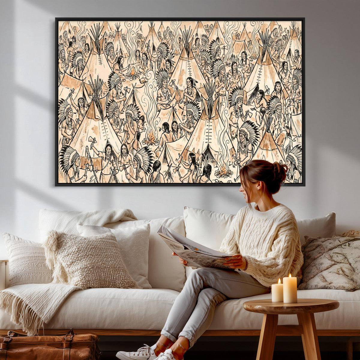 Native American Indian Wall Art Canvas Print - Abstract