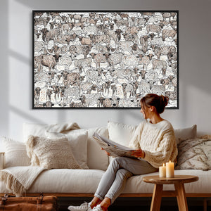 Abstract Texas Cow Wall Art Canvas Print - Farm Longhorn