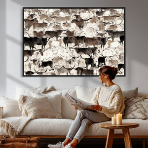 Abstract Texas Longhorn Print - Longhorn Herd Print for