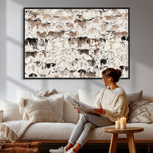 Abstract Texas Cow Canvas Print for Cabin and Western Home