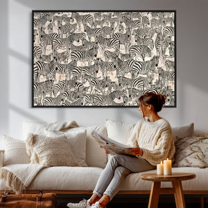 Abstract Zebra Wall Art Canvas Print for Farmhouse Decor