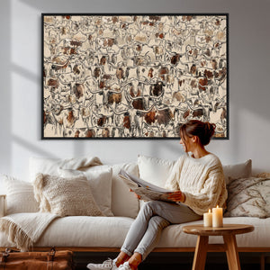 Abstract Longhorn Wall Art Canvas Print - Farm Animal