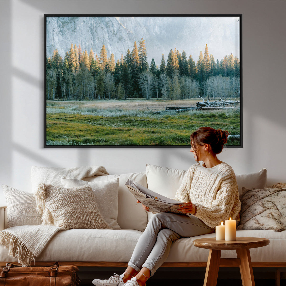 Forest Meadow Wall Art Canvas Print, Pine Tree Landscape