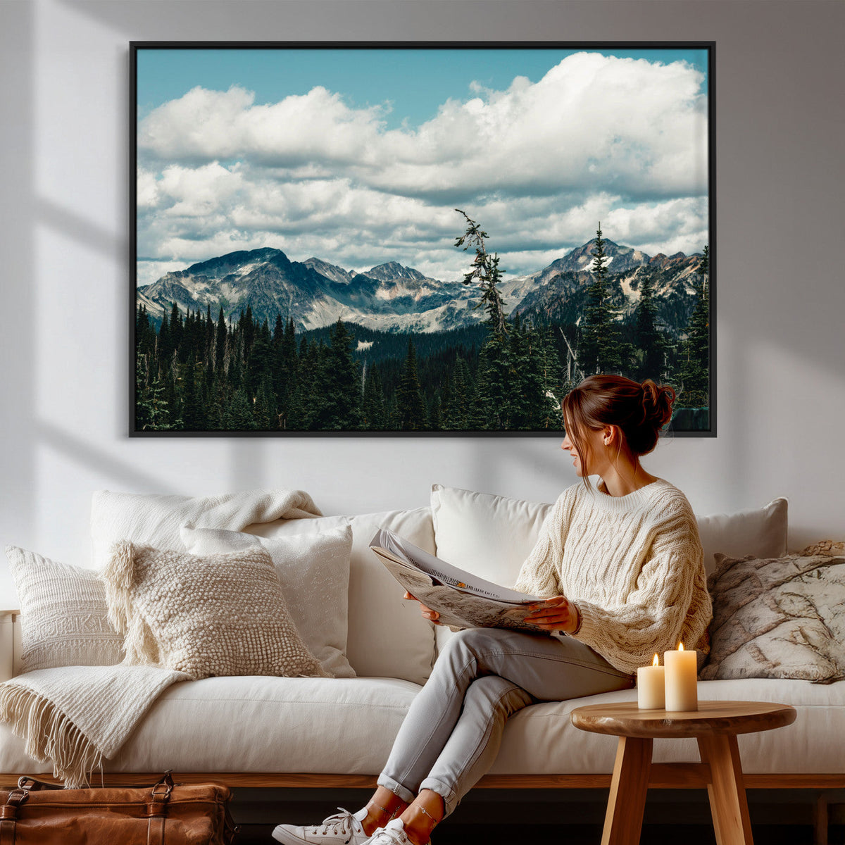 Mountain Forest Wall Art Canvas Print, Alpine Pine Tree