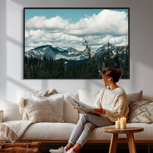 Mountain Forest Wall Art Canvas Print, Alpine Pine Tree