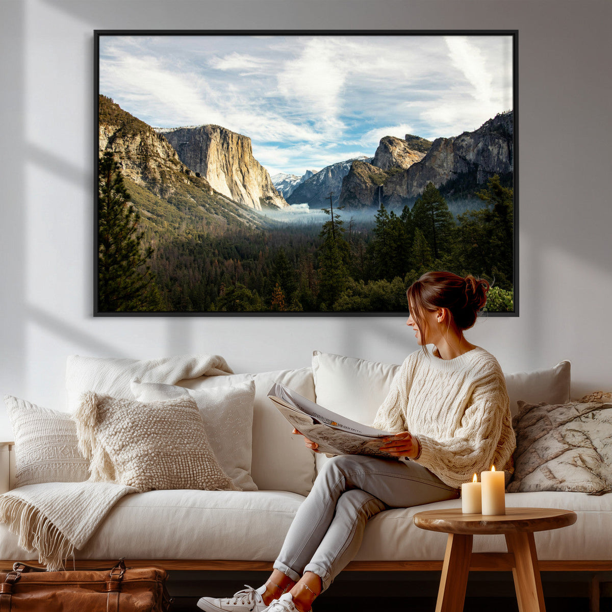 Yosemite Valley Mountain Wall Art Canvas Print, Granite