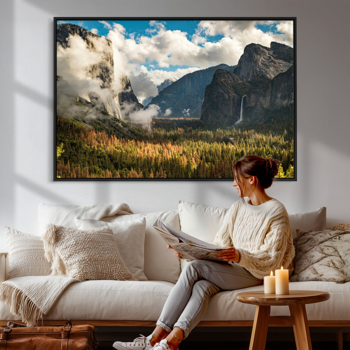 Yosemite Valley River Wall Art Canvas Print