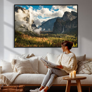 Yosemite Valley River Wall Art Canvas Print