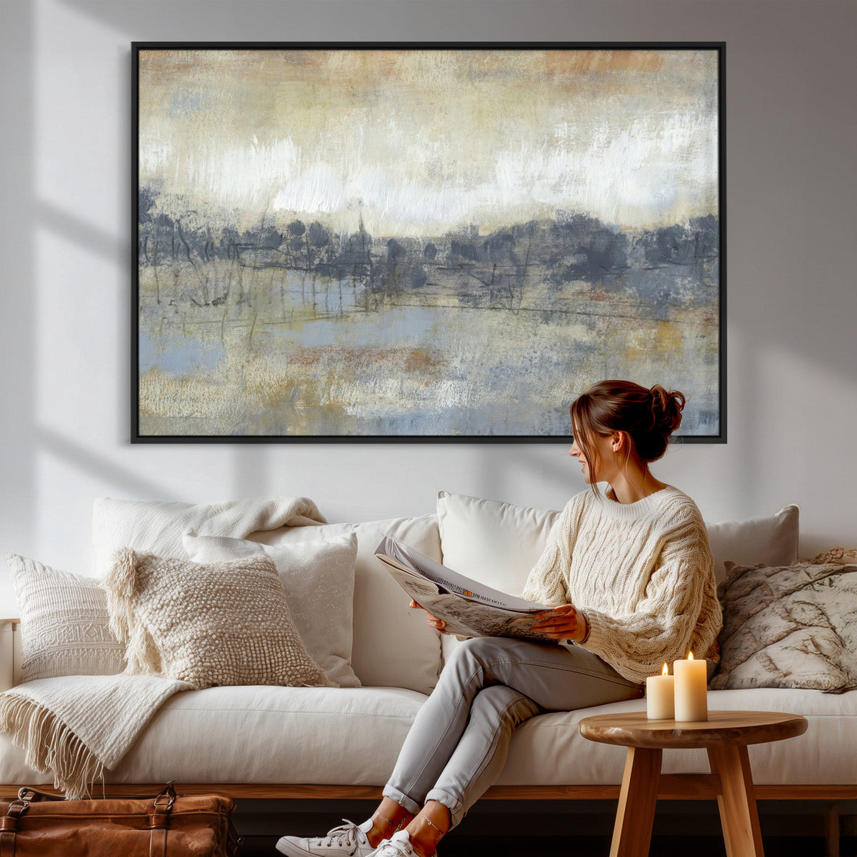 Abstract Neutral Landscape Painting Wall Art