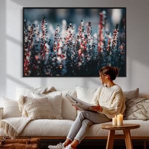 Winter Heather Wall Art Canvas Print, Frosted Floral Nature