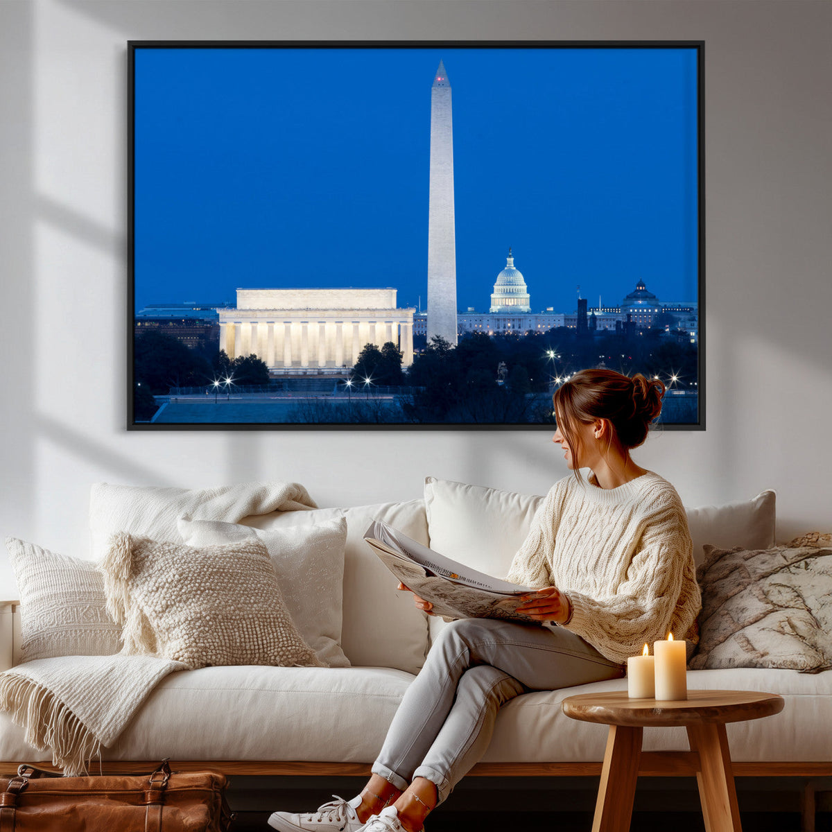 Washington DC Skyline Wall Art Canvas Print – Lincoln