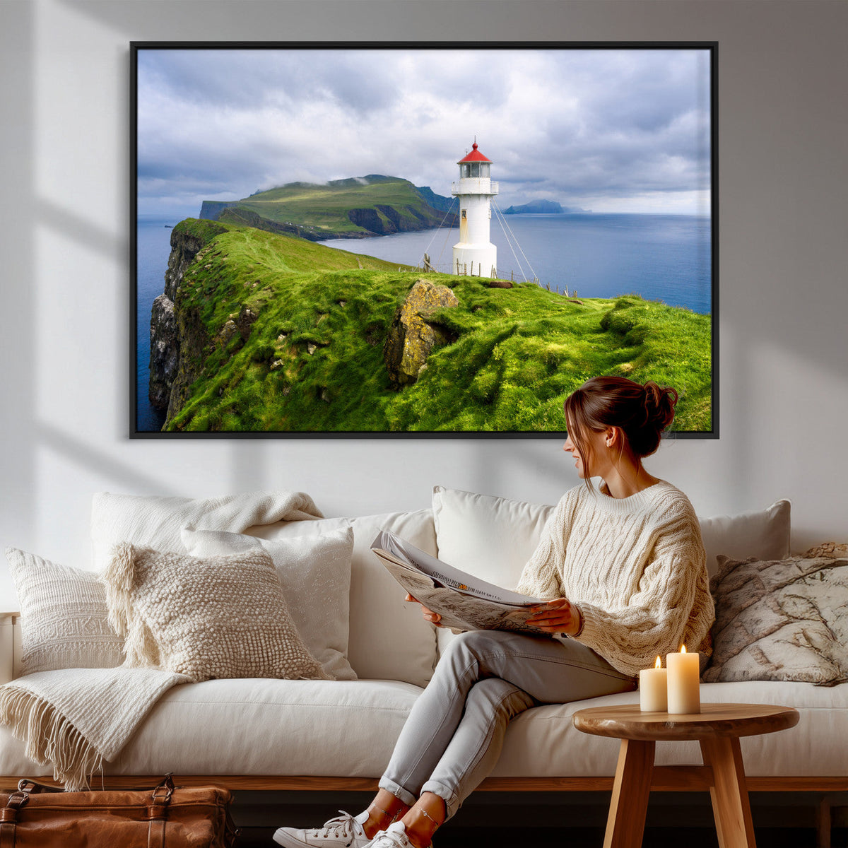 Cliffside Lighthouse Wall Art Canvas Print – Coastal