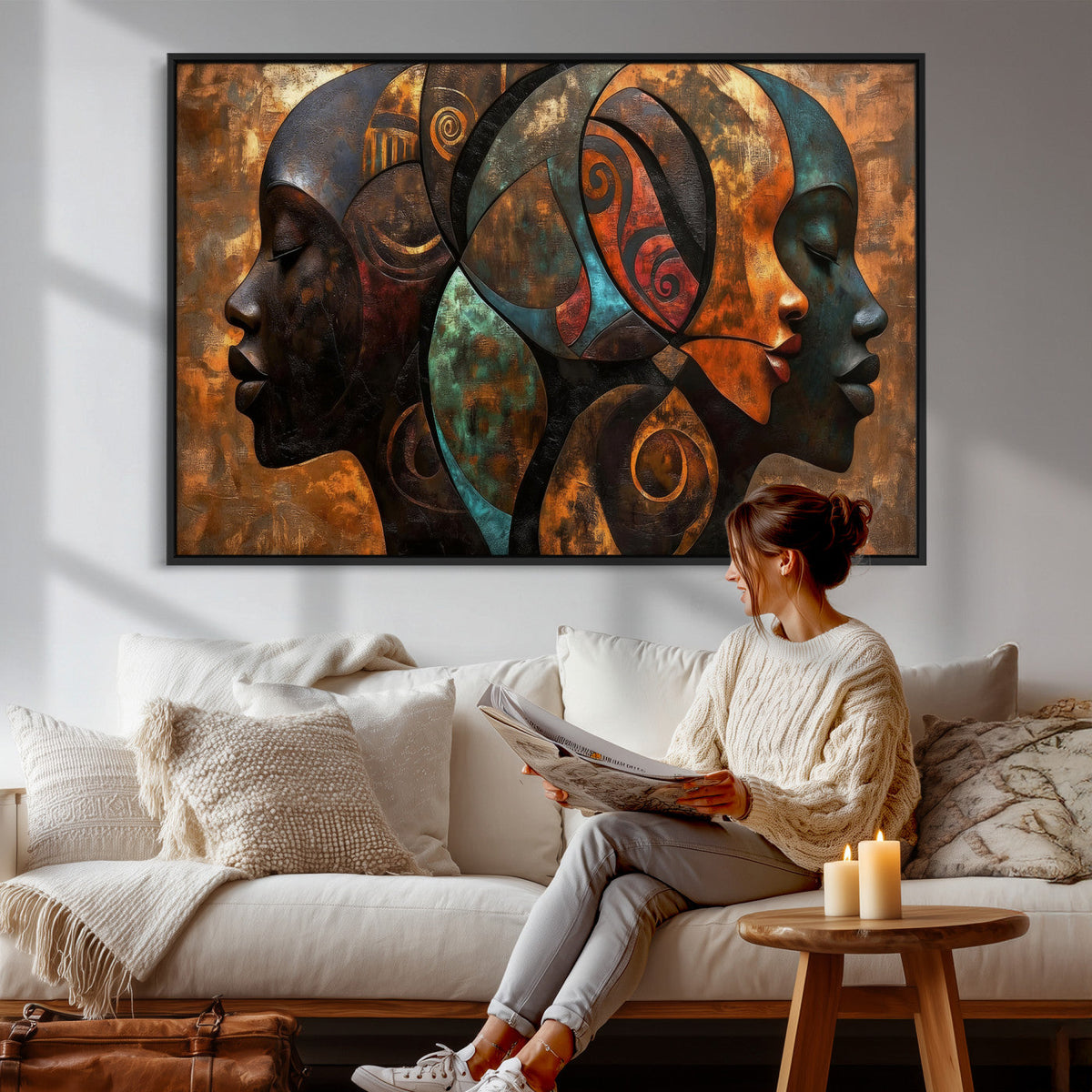 Abstract Afro American Women Wall Art Canvas Print