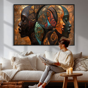 Abstract Afro American Women Wall Art Canvas Print