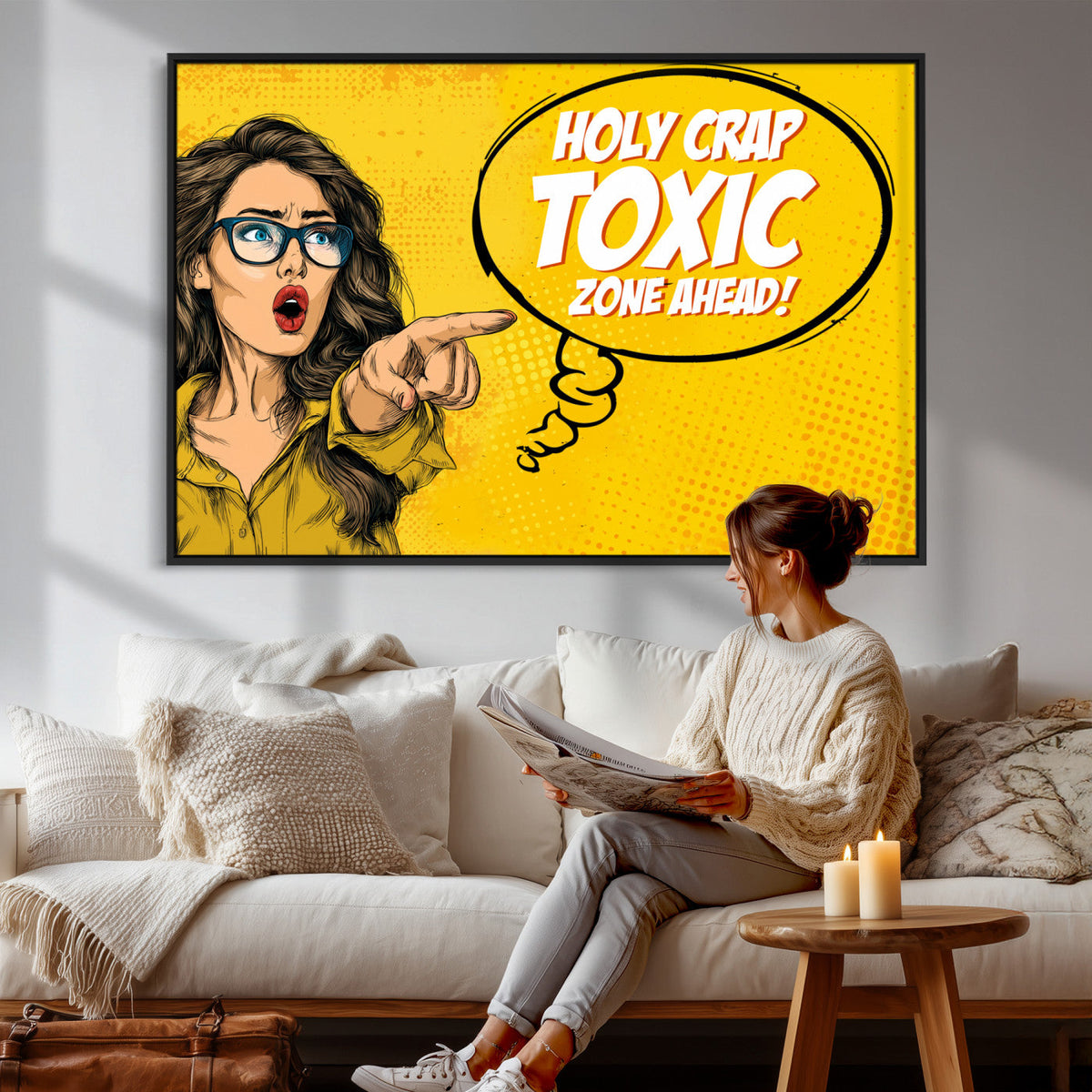 Pop Art Print Bathroom Sign Wall Art Canvas Print — Funny