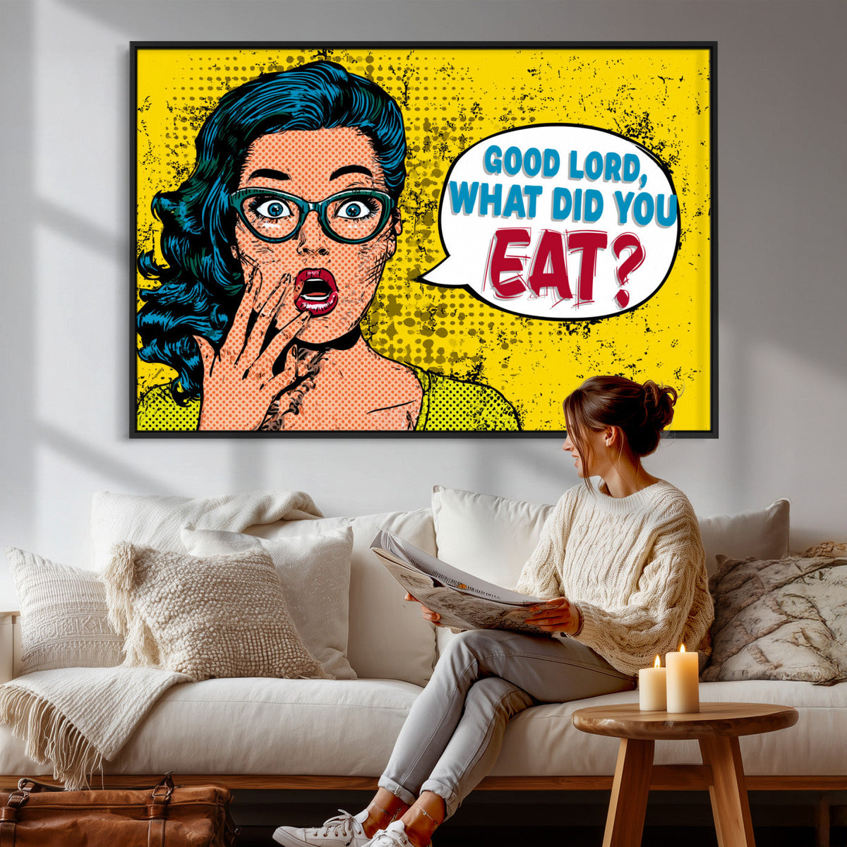 Pop Art Print Bathroom Sign Wall Art Canvas Print — Funny