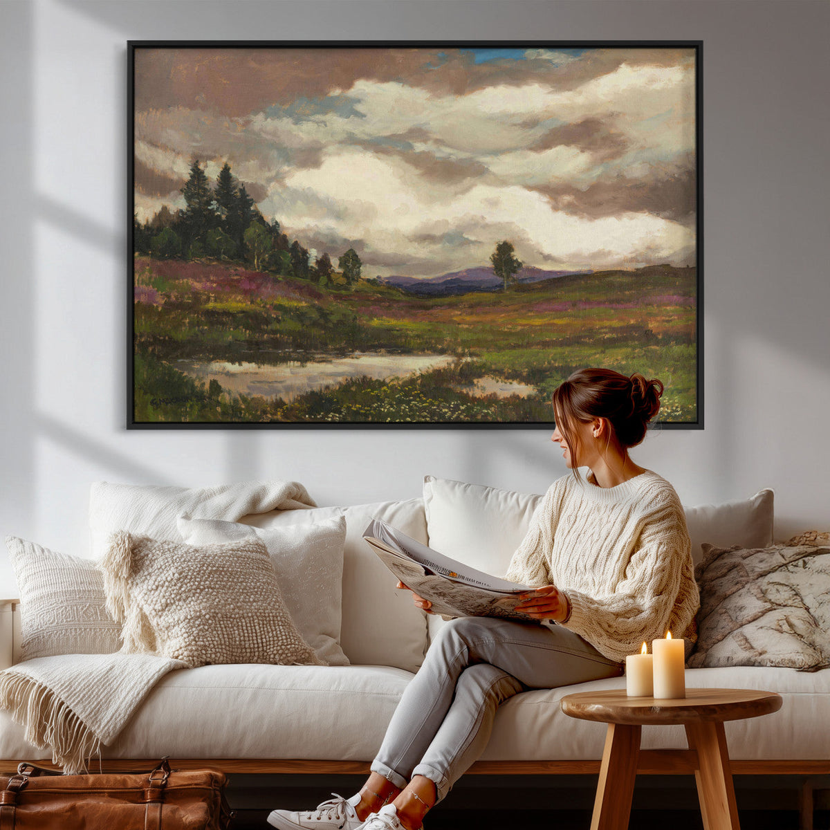Gustav Macoun Heathland Canvas Print, Czech Landscape Oil