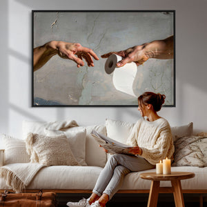 Funny Bathroom Wall Art Canvas, Creation of Toilet Paper