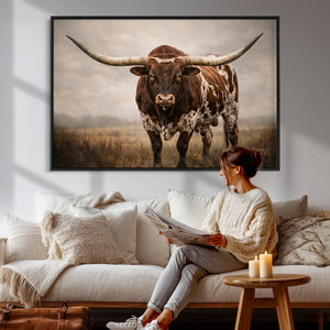 Texas Longhorn Canvas Wall Art Western Bull Desert Moody