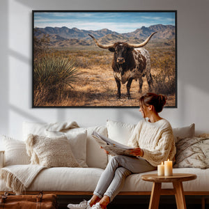 Texas Longhorn Canvas Wall Art Western Bull Desert Moody