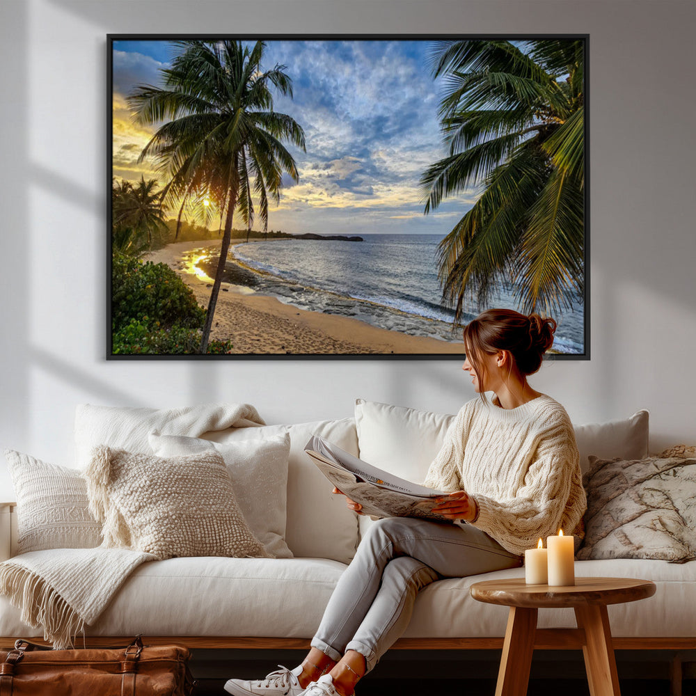Mar Chiquita Beach Puerto Rico Canvas Wall Art, Manati Caribbean Coastal Photography Print, Tropical Ocean Sunset Decor