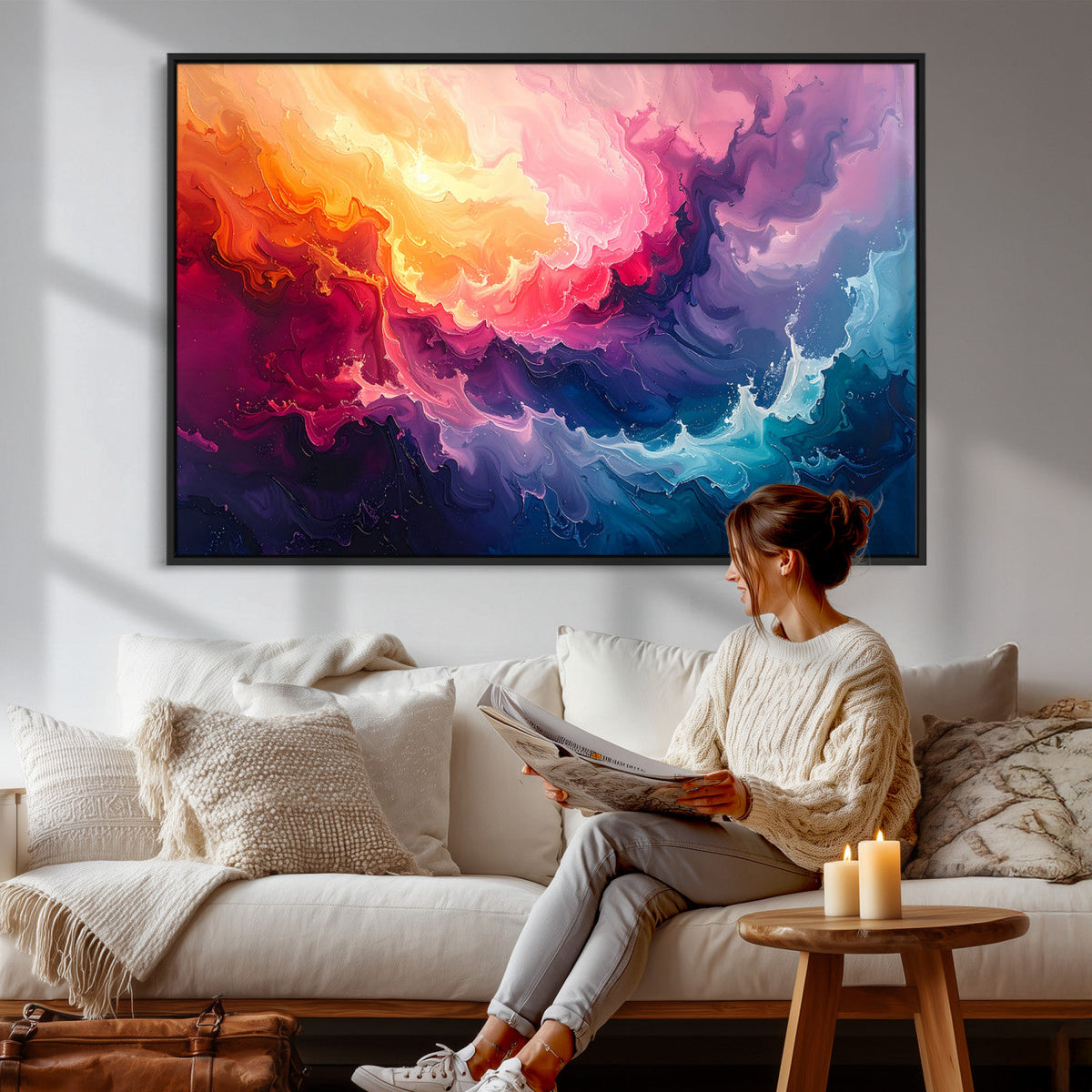 Colorful Abstract Canvas Wall Art Print, Vibrant Popup Color Art Print