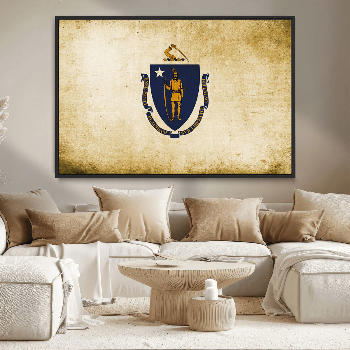Massachusetts Flag Wall Art Canvas Print