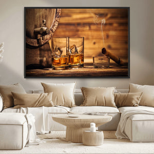 Rustic Whiskey and Barrel Canvas Print